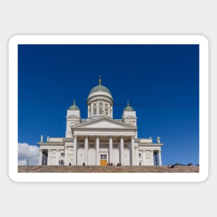 Main entrance to white Helsinki Cathedral Sticker